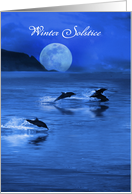 Winter Solstice with Ocean Moon Dolphins Custom Text Cover card