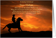 Sympathy with Cowboy Horse and Cross Country Western Custom Name card