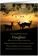 Daughter Birthday Remembrance Loss of Daughter Deer in Sunset card