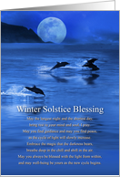 Winter Solstice Blessings Poem Sea Ocean Dolphins and Moon card
