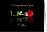 Wife Loving Memories on Anniversary of Death Single Rose Custom Text card