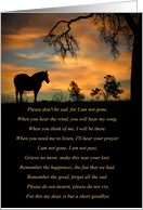 Sympathy Memorial With Horse and Sunset Spiritual Poem Nature card