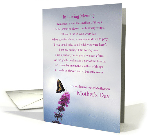 Mothers Day Remembering Your Mom Spiritual Poem with Butterfly card