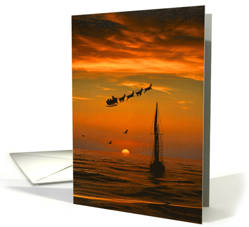 Christmas Holiday Sea Ocean Sailboat and Santa in... (1748608)