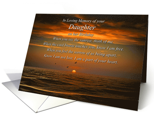Birthday Remembrance Daughter Sunset Ocean and Poem Loving Memory card