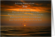 Birthday Remembrance for Son with Ocean and Sunset Birds Poem card