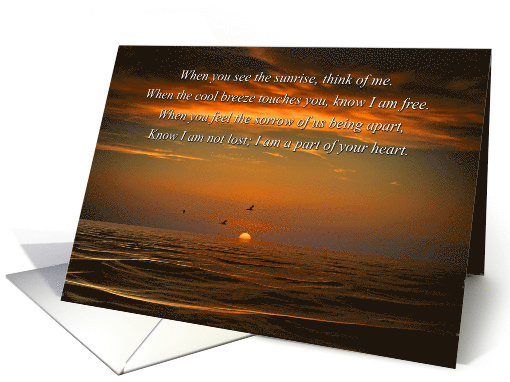 Sympathy Ocean with Poem Sun Setting into Water with Birds card
