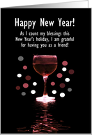 New Year Custom Wine Funny Counting Blessings for Friend Custom card