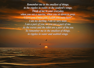 Memorial Sympathy Ocean Seaside Spiritual Poem with Sun and Water