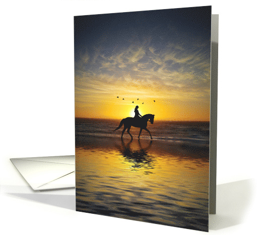 Beach Horse and Rider Equestrian Blank Note card (1749986)