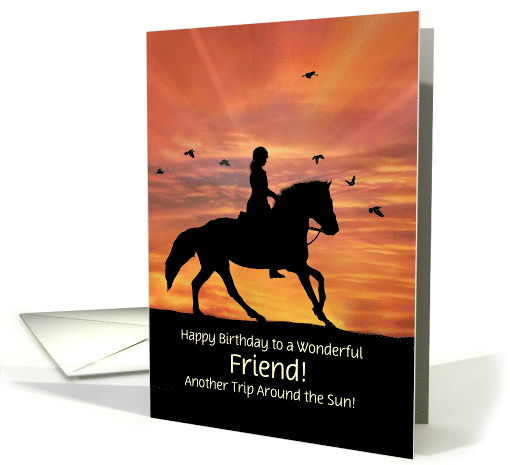 Friend Happy Birthday with Equestrian and Horse Customizable card