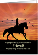 Friend Happy Birthday with Equestrian and Horse Customizable card