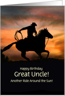 Great Uncle Happy Birthday Trip Around the Sun Cowboy Customizable card