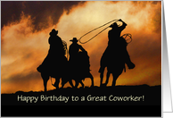 Co Worker Colleague Team Ropers Country Western Cowboy Custom card