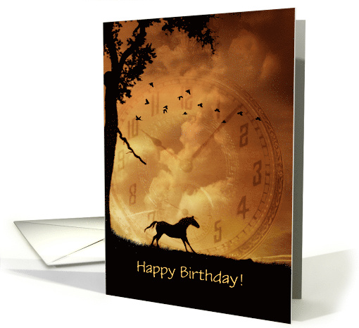 Birthday Timeless Spirit with Pocket Watch and Galloping... (1750462)