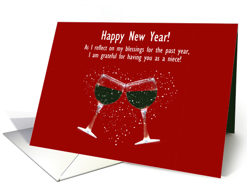 Niece Happy New Year Funny Customizable Wine Themed card (1750490)