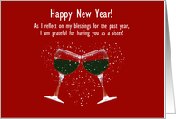 Sister Happy New Year Wine Humor Custom card