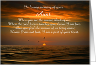 Aunt Sympathy Card with Ocean and Sunset Birds Custom Cover card