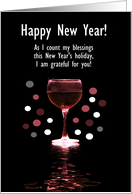 New Years Wine Custom Text Funny Grateful for You card