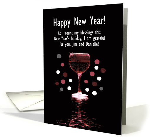 Custom Name New Years Wine Humor Happy New Year card (1752270)