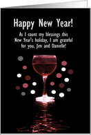 Custom Name New Years Wine Humor Happy New Year card