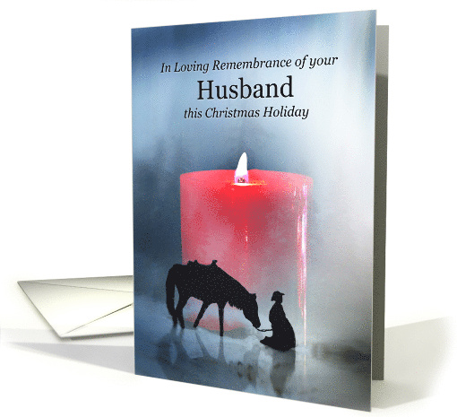 Husband Christmas Remembrance with Cowboy Horse and Candle card