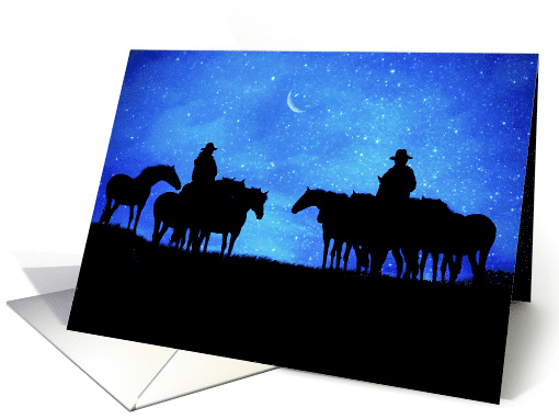 Christmas Holiday Remembrance Country Western Starry Sky Horses card