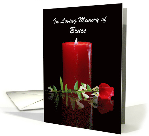 Sympathy Loss Custom Name with Remembrance Candle and Rose card