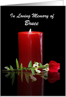 Sympathy Loss Custom Name with Remembrance Candle and Rose card
