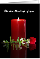 Sympathy Thoughts and Prayers with Candle and Rose From Us Custom Text card