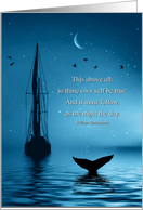 Graduation Sailing Ship with Famous Shakespearian Quote Stars and Moon card