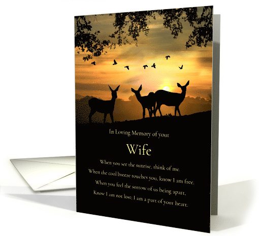 Birthday Remembrance For Late Wife with Spiritual Poem and Deer card