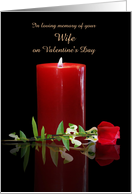 Valentines Day Remembrance of Wife Red Rose and Candle Custom Text card