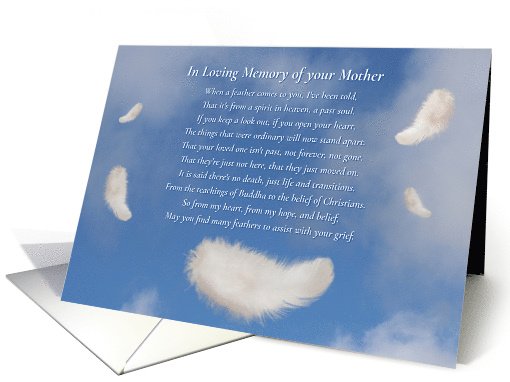 Sympathy Loss of Mother Spiritual Poem with Feather card (1754526)