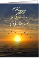 Summer Solstice Ocean with Sun and Birds Water Nature Custom card