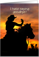 Goodbye Farewell Country Western Cowgirl and Horse Custom card