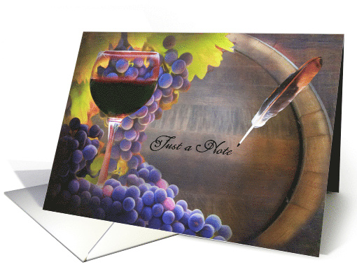 Just a Note Blank Inside with Quill Pen Custom Text Wine... (1756698)