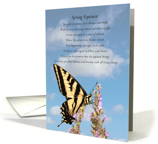 Spring Equinox Ostara Swallowtail Butterfly with Blue Skies Poem card