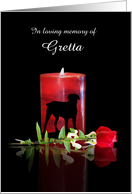 Dog Sympathy Memorial Remembrance Custom Name Candle and Rose card