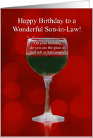 Son in Law Funny Wine Themed Happy Birthday Cheers card
