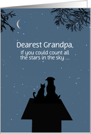 Grandpa Happy Birthday Custom Text with Cute Dog and Cat Sweet card