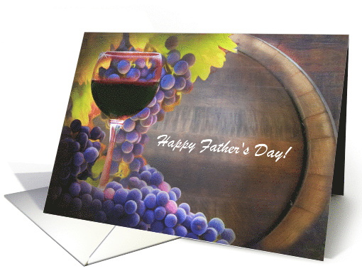 Fathers Day Custom Wine and Grapes with Barrel and Vineyard card