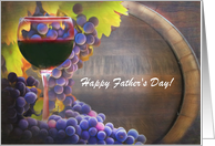 Fathers Day Custom Wine and Grapes with Barrel and Vineyard card