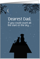 Fathers Cute Dog and Cat Counting Stars in the Sky Customizable card