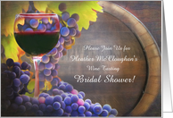 Bridal Shower Winery Wine Tasting with Grapes and Wine Glass Custom card