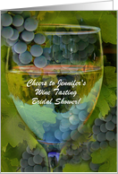 Bridal Shower Wine Tasting with Glass of Wine Grapes Invitation Custom card