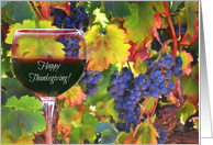 Thanksgiving Day with Wine and Vineyard Harvest Grapes card