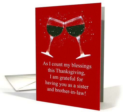 Thanksgiving Day for Sister and Husband Brother in Law Funny Wine card