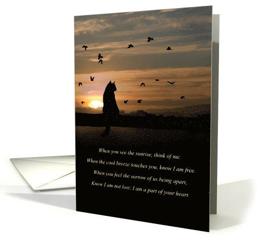Anniversary of Death Spiritual Support Poem with Cat and Sunset card