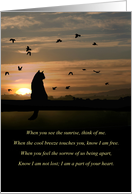 Anniversary of Death Spiritual Support Poem with Cat and Sunset card